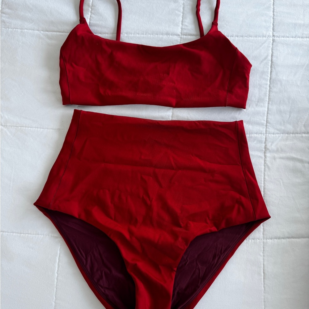 Left on Friday Pool Days Bikini Top in Red 1971